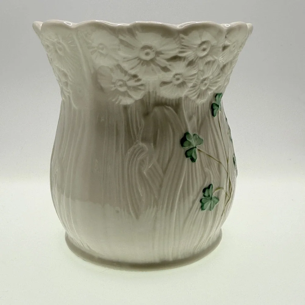 Belleek Irish Porcelain Shamrock Pillar Candle Holder